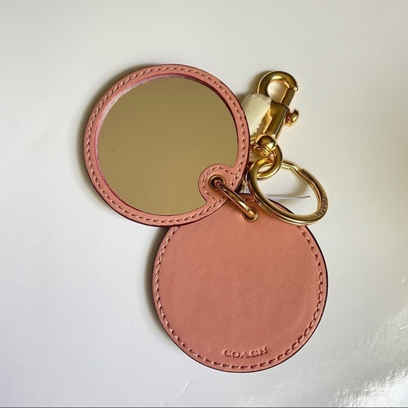 NEW Coach Timeless Chic Mirror Bag Charm Key Chain Pink Brown - Picture 2 of 9